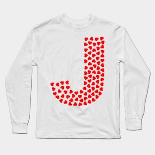 Letter J Heart Shape Initial Long Sleeve T-Shirt